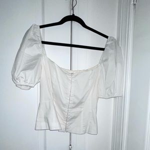 LPA Puff Sleeve Corset Top w/ Hook Closure
